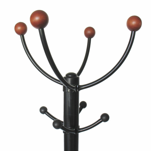 Вешалка-стойка ТИТАН "Квартет-З", 1,79 м, 40 см, 4 крючка, место для зонтов, металл, черная фото 3