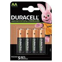 Батарейки аккумуляторные DURACELL, АА, 4 шт., 2500 mAh, блистер