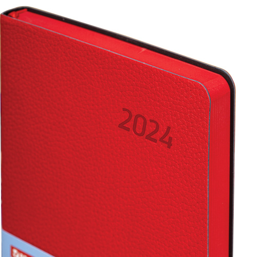 Ежедневник датированный 2024 А5 138x213 мм BRAUBERG "Stylish", под кожу, гибкий, красный, 114895 фото 6