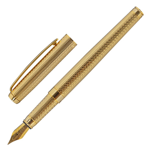 Ручка подарочная перьевая GALANT "VERSUS", корпус золотистый, детали золотистые, синяя фото 8