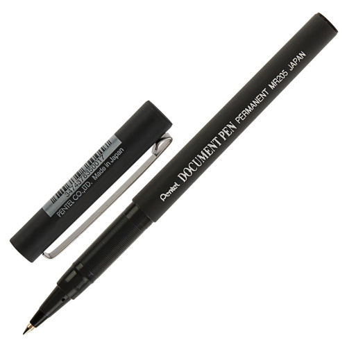 Ручка-роллер PENTEL "Document Pen", корпус черный, узел 0,5 мм, линия письма 0,25 мм, черная