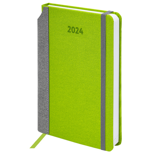 Ежедневник датированный 2024 А5 138x213 мм, BRAUBERG "Mosaic", под кожу, зеленый, 114903 фото 2