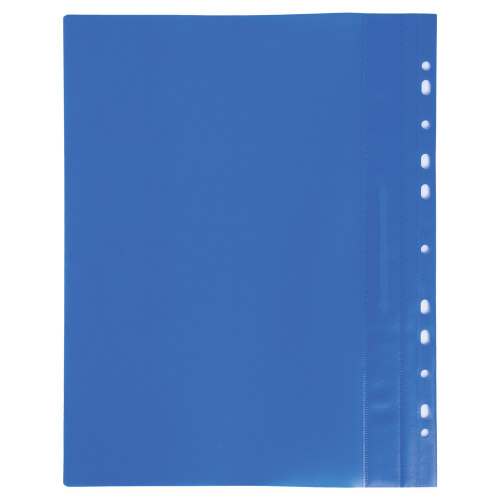 Скоросшиватель пластиковый с перфорацией BRAUBERG, А4, 140/180 мкм, синий фото 2