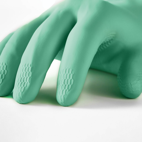 Перчатки латексные MANIPULA "Контакт", хлопчатобумажное напыление, размер 9-9,5 (L), зеленые фото 2