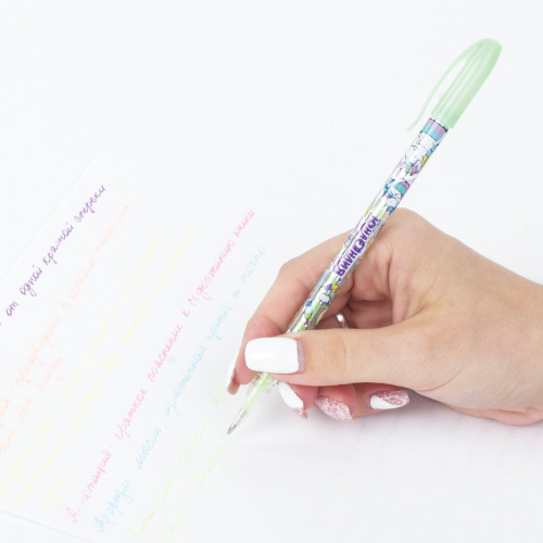 Ручки гелевые ЮНЛАНДИЯ, 6 цветов, пастель, корпус с печатью, линия письма 0,5 мм фото 7