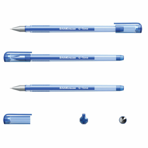 Ручка гелевая ERICH KRAUSE "G-Tone", корпус тонированный синий, линия письма 0,4 мм, синяя фото 2