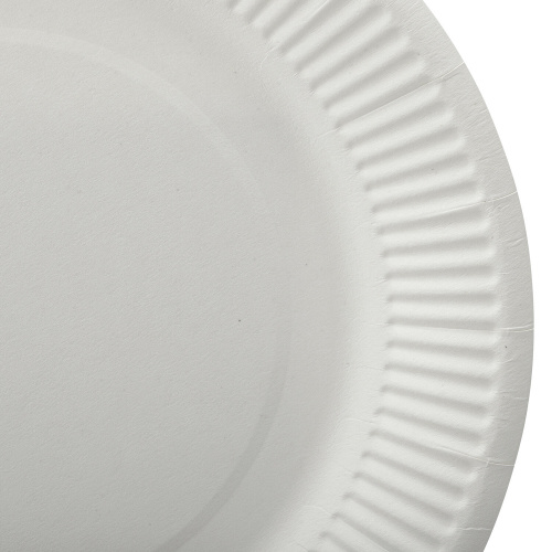 Тарелка одноразовая бумажная LAIMA, 230 мм, 100 шт., белая мелованная фото 8