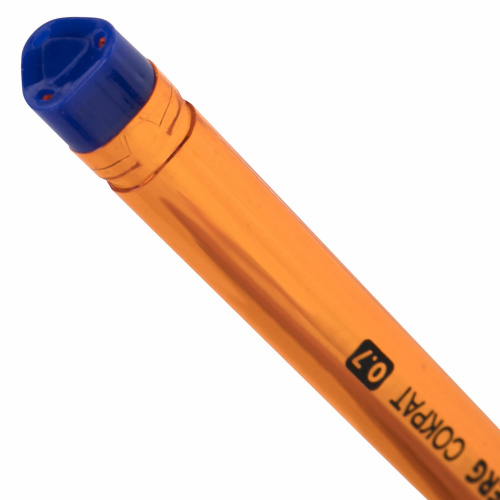 Ручка шариковая РОССИЯ "СОКРАТ", СИНЯЯ, корпус оранжевый, узел 0,7 мм, линия письма 0,35 мм, BRAUBERG, 143968 фото 5