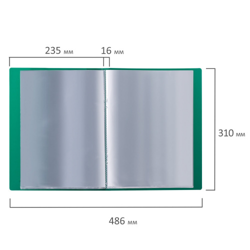 Папка BRAUBERG, 20 вкладышей,  0,6 мм, стандарт, зеленая фото 2