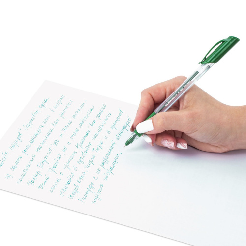 Ручка шариковая масляная BRAUBERG "Extra Glide GT", трехгранная, линия письма 0,35 мм, зеленая фото 4