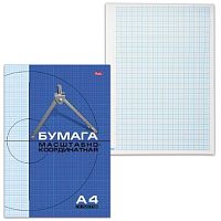 Бумага масштабно-координатная HATBER, А4, 210х295 мм, голубая, на скобе, 16 л