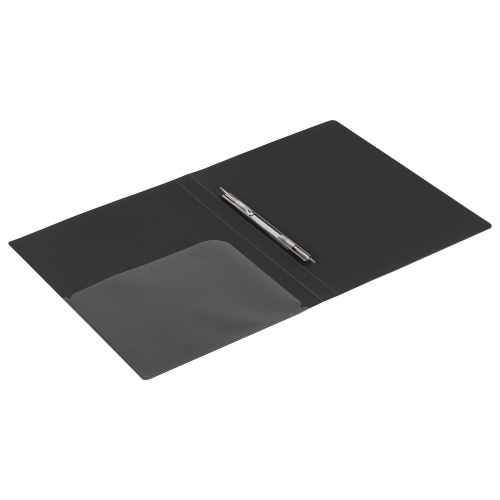 Папка с металлическим скоросшивателем и внутренним карманом BRAUBERG, черная, до 100 листов, 0,6 мм фото 8
