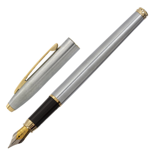 Ручка подарочная перьевая BRAUBERG Brioso, корпус серебристый, линия письма 0,25 мм, синяя фото 9