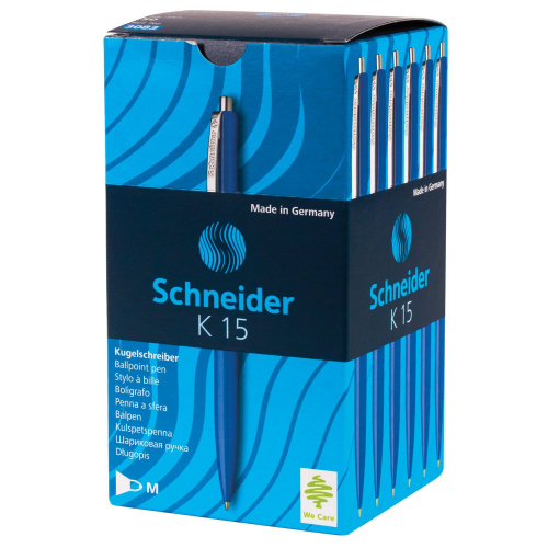 Ручка шариковая автоматическая SCHNEIDER "K15", корпус синий, линия письма 0,5 мм, синяя фото 2