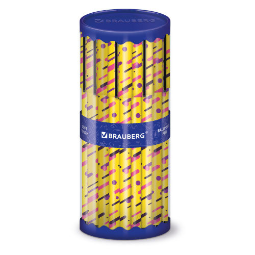 Ручка шариковая BRAUBERG SOFT TOUCH GRIP "LINES", мягкое покрытие, узел 0,7 мм, синяя