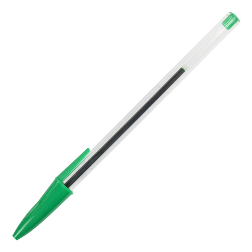Ручка шариковая STAFF Basic Budget BP-02, длина корпуса 13,5 см, линия письма 0,5 мм, зеленая фото 2