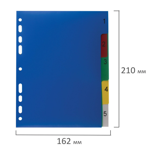 Разделитель пластиковый BRAUBERG, А5, 5 листов, цифровой 1-5, оглавление фото 6