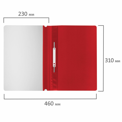 Скоросшиватель пластиковый STAFF, А4, 100/120 мкм, красный фото 3