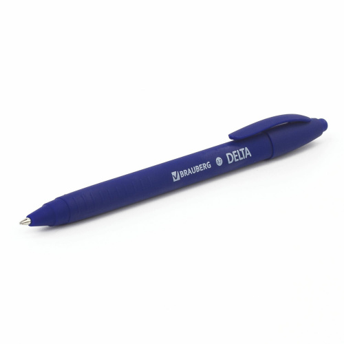 Ручка шариковая масляная автоматическая BRAUBERG "Delta", линия 0,5 мм, синяя фото 8