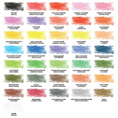Карандаши цветные BRAUBERG PREMIUM, 36 цветов, трехгранные, грифель мягкий 3,3 мм фото 9