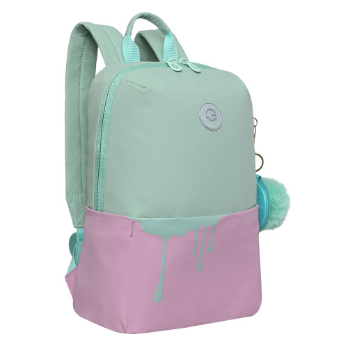 Рюкзак GRIZZLY школьный, отделение для ноутбука до 13", для девочек, "PINK/MINT", 34х24х12 см