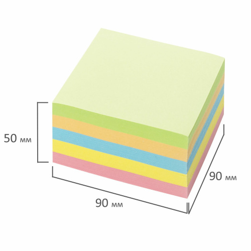 Блок для записей BRAUBERG непроклеенный, куб 9х9х5 см, цветной фото 3