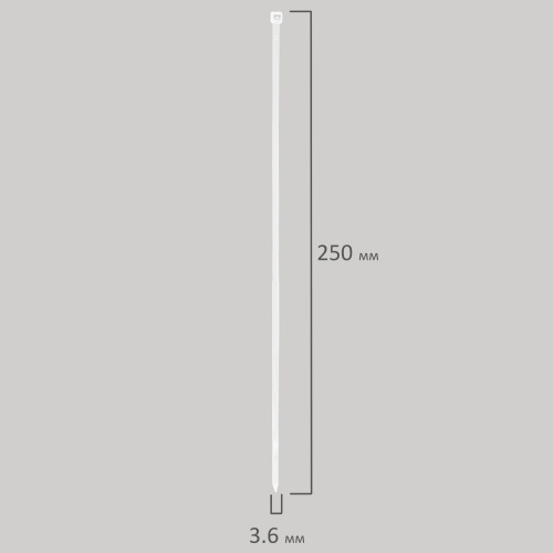 Стяжка SONNEN POWER LOCK, 3,6x250 мм, 100 шт., нейлоновая, сверхпрочная, белая фото 2