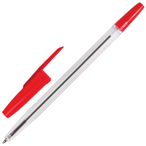 Ручка шариковая BRAUBERG "Line", корпус прозрачный, линия письма 0,5 мм, красная фото 9