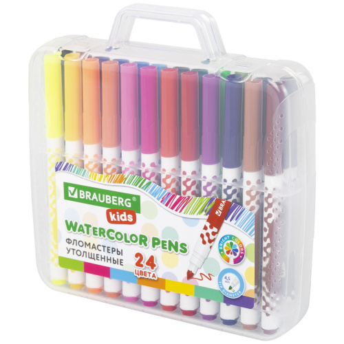 Фломастеры BRAUBERG KIDS, 24 цвета, вентилируемый колпачок, в портфельчике, утолщенные фото 6