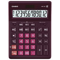 Калькулятор настольный CASIO, 210х155 мм, 12 разрядов, двойное питание, бордовый