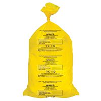 Мешки для мусора, АКВИКОМП, медицинские, 50 шт., класс Б (желтые), 80 л, 70х80 см, 14 мкм