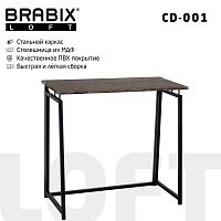 Стол на металлокаркасе BRABIX "LOFT CD-001", 800х440х740 мм, складной, цвет морёный дуб