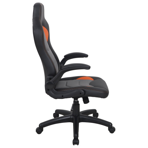 Кресло компьютерное BRABIX "Skill GM-005", откидные подлокотники, экокожа, черное/оранжевое фото 3