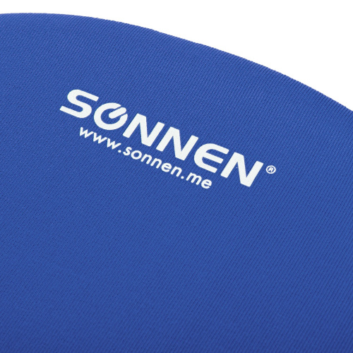 Коврик для мыши с подушкой под запястье SONNEN, полиуретан + лайкра, 250х220х20 мм, синий фото 2