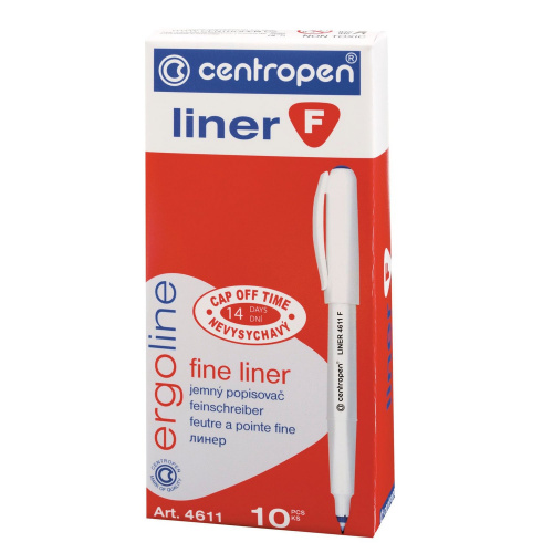 Ручка капиллярная (линер) CENTROPEN "Liner", трехгранная, линия письма 0,3 мм, синяя фото 3