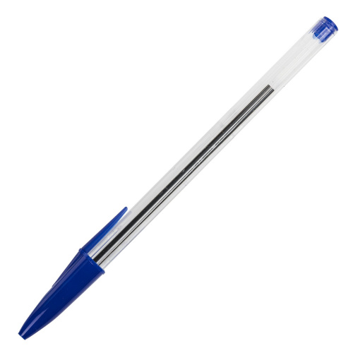 Ручка шариковая STAFF Basic Budget BP-02, длина корпуса 13,5 см, линия письма 0,5 мм, синяя фото 2