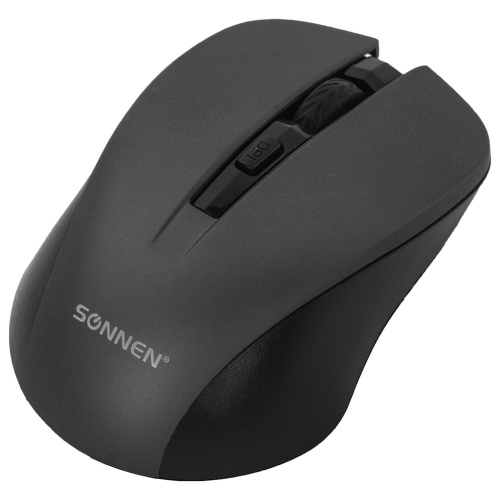 Мышь беспроводная с бесшумным кликом SONNEN V18, USB, 800/1200/1600 dpi, 4 кнопки, черная фото 9