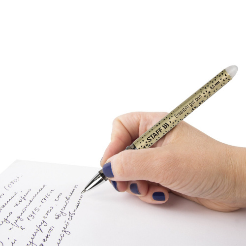 Ручка стираемая гелевая STAFF "College EGP-101", хромированные детали, линия письма 0,35 мм, черная фото 4
