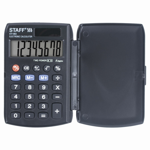 Калькулятор карманный STAFF STF-883, 95х62 мм, 8 разрядов, двойное питание фото 3