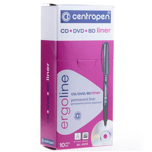 Маркер для CD и DVD CENTROPEN, трехгранная форма захвата, тонкий, 0,6 мм, черный фото 4
