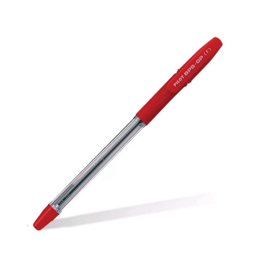 Ручка шариковая масляная с грипом PILOT "BPS-GP", корпус прозрачный, линия письма 0,32 мм, красная фото 3