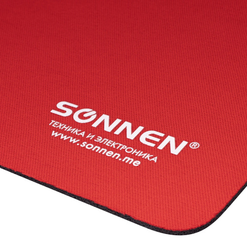 Коврик для мыши SONNEN "RED", 220х180х3 мм, резина, ткань фото 5