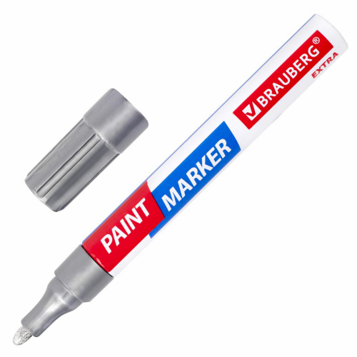Маркер-краска лаковый BRAUBERG EXTRA (paint marker), 4 мм, серебряный