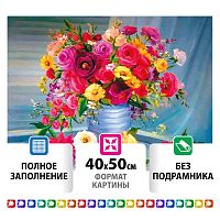 Картина стразами ОСТРОВ СОКРОВИЩ "Цветы", 40х50 см, без подрамника
