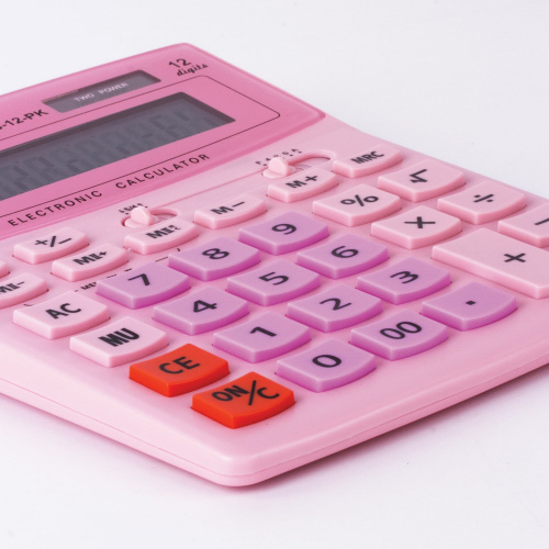 Калькулятор настольный STAFF, 200х150 мм, 12 разрядов, двойное питание, розовый фото 10