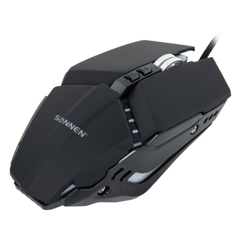 Мышь проводная игровая SONNEN Z5, металл/пластик, 7 кнопок, 800-3200 dpi, LED-подсветка, черная фото 5