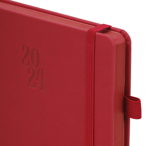 Ежедневник датированный 2024 А5 138х213 мм BRAUBERG "Plain", под кожу, с резинкой, красный, 115000 фото 6