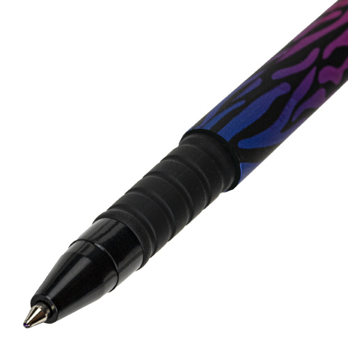Ручка шариковая BRAUBERG SOFT TOUCH GRIP "NEON ZEBRA", мягкое покрытие, узел 0,7 мм, синяя фото 4