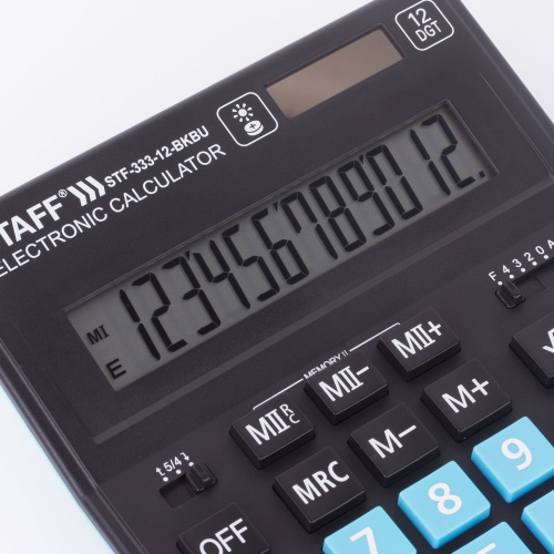 Калькулятор настольный STAFF, 200x154 мм, 12 разрядов, черно-синий фото 5