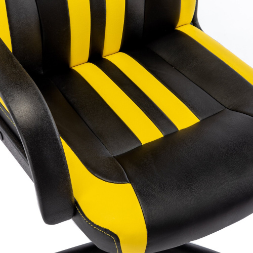 Кресло компьютерное BRABIX "Stripe GM-202", экокожа, черное/желтое фото 2